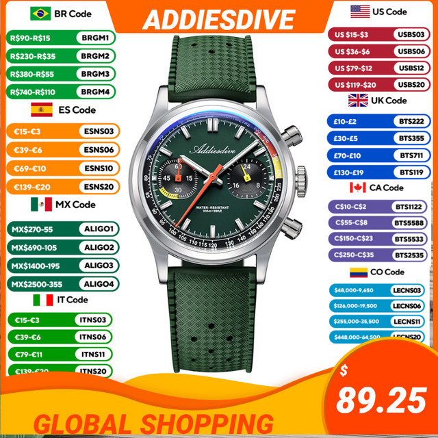 ADDIESDIVE Chronograph, Quarz, Edelstahl, Kautschuk, Herren - Bild 1
