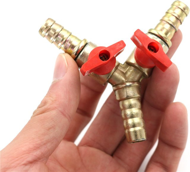 Messing 3-Wege-T-Stück mit Y-Absperrkugelhahn, 3/8 Zoll, für Kraftstoff, Gas und Öl, Clam3 - Bild 1