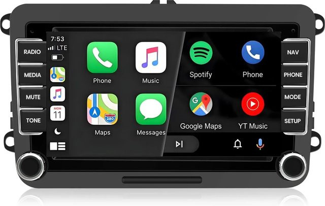 Junsun Autoradio mit Bluetooth, Wi-Fi und GPS für VW Golf 5, Polo 5R, T5 und Passat in Schwarz mit 7,0 Zoll Display - Bild 1