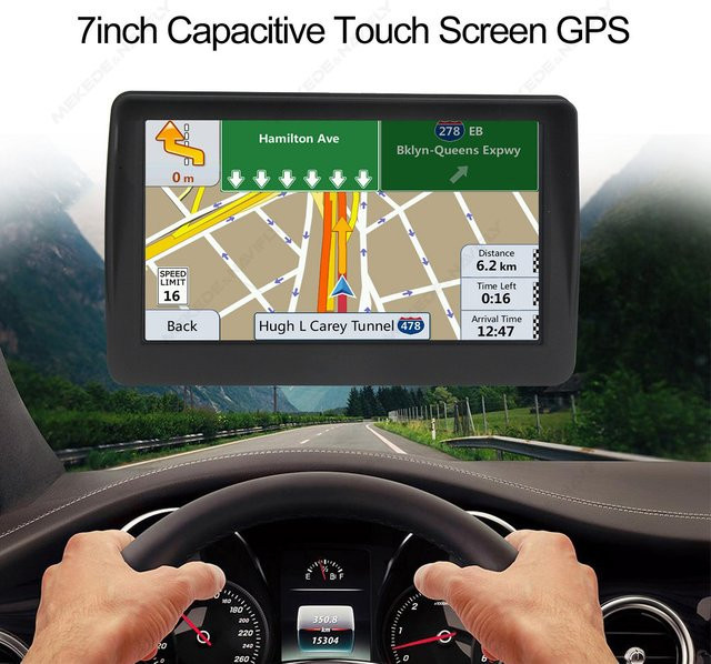 MEKEDE Tragbares 7 Zoll GPS-Navigationssystem für LKW, Bus und Wohnmobil mit HD-Großbildschirm, AV-IN und Musik- sowie Videowiedergabe in Schwarz - Bild 1