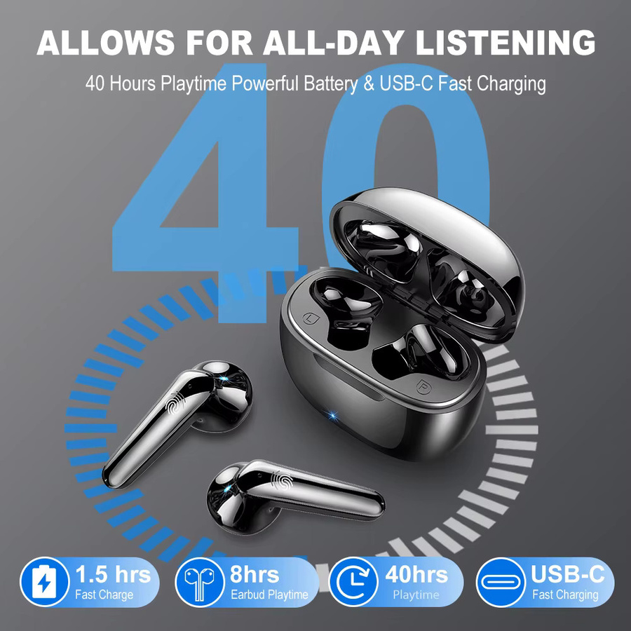 Btootos In-Ear Bluetooth 5.3 Kopfhörer in Schwarz mit HiFi-Stereo, 4 Mikrofonen und 40 Stunden Spielzeit - Bild 2