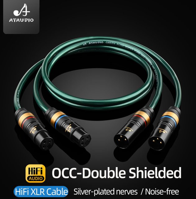 ATAUDIO HiFi XLR Audiokabel mit OCC-beschichtetem Silber und doppelter Abschirmung in Silber und Grün - Bild 1