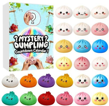 Vogue Wardrobe Knödel Quetschspielzeug Adventskalender, Cartoon Gedämpftes Brötchen Stressabbau Fidget Spielzeug, 24 Tage Countdown Box