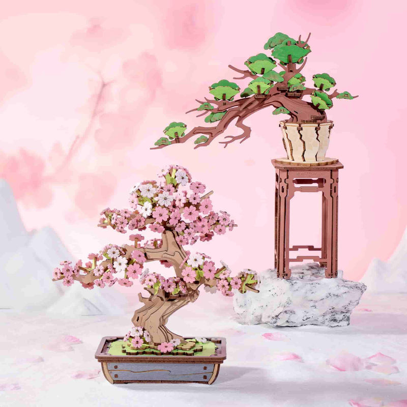 ROBOTIME Rolife Sakura Bonsai DIY Holz 3D Puzzle TG415 in Rosa und Weiß - Bild 5