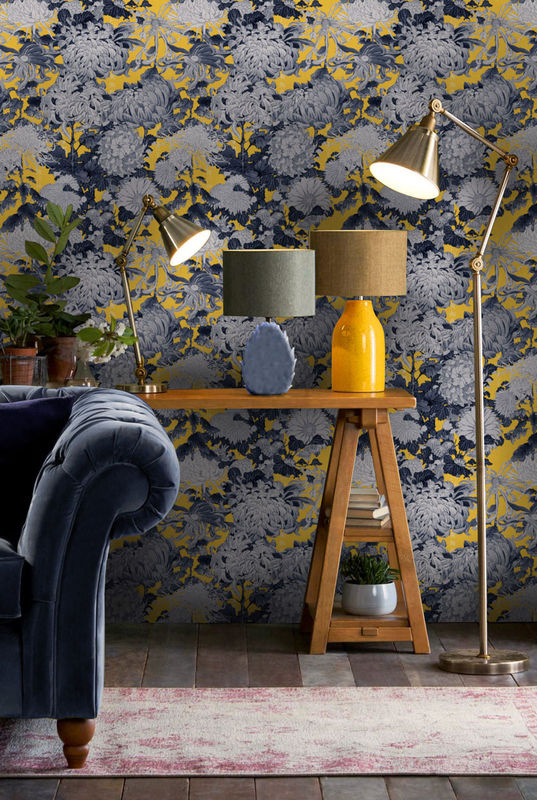 MINDTHEGAP Tapete Chrysanthemums in Gelb und Multicolour mit floralem Botanik-Design - Bild 2