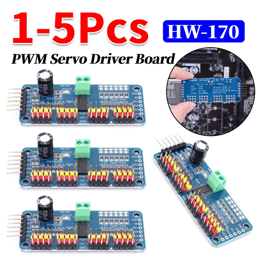 LAIMANEI PCA9685 PWM Servomotor-Steuerplatine Modul mit IIC-Schnittstelle, 16-Kanal 12-Bit PWM Servomotor-Treiberplatine in Blau für Arduino und Roboter - Bild 2