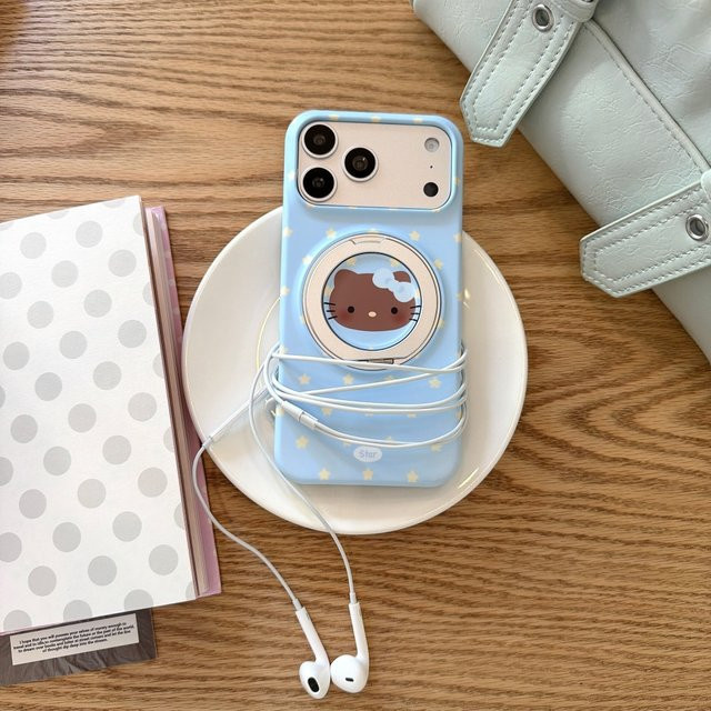 Sanrio Hello Kitty Magnetische Standhülle für iPhone 16 15 17 Pro Max in Blau mit kabellosem Laden und stoßfestem Schutz - Bild 1