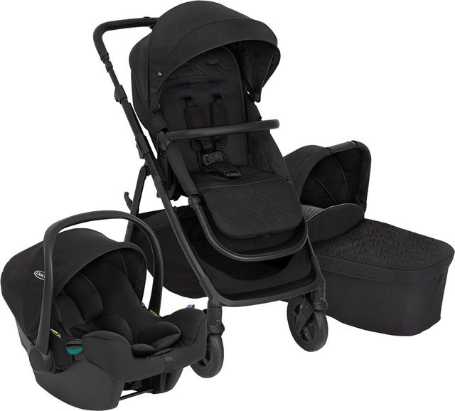 Graco Kinderwagen-Set Near2Me DLX 3in1 in Schwarz mit Babywanne, Sportsitz, Babyschale und Adaptern - Bild 1