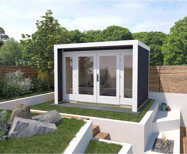 WEKA Gartenhaus Design 263 aus Massivholz in Grau und Anthrazit mit Flachdach B/H/T: 305 x 227 x 235 cm - Bild 1