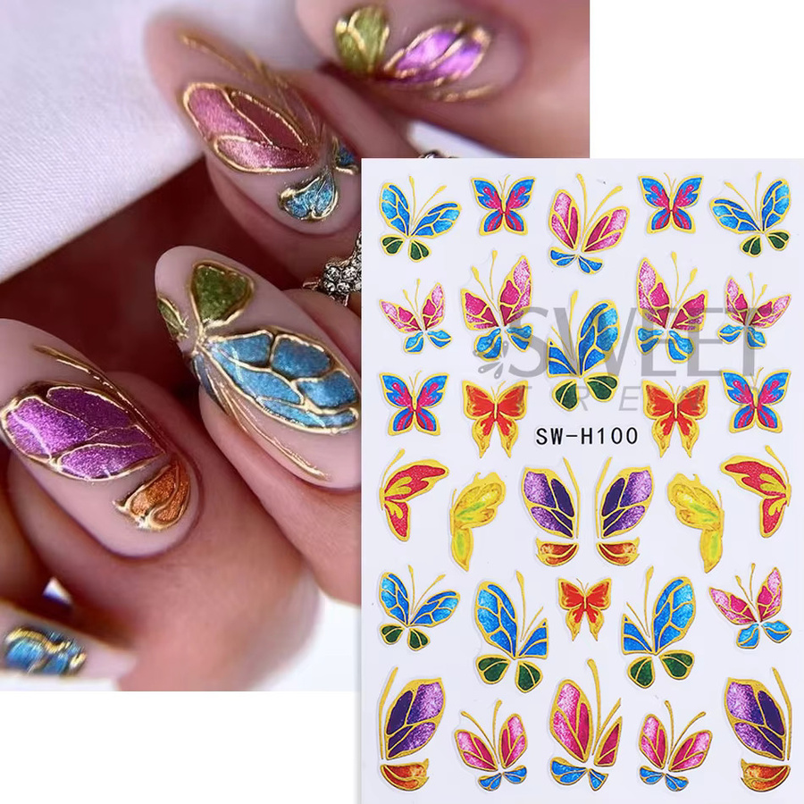 SWEET TREND Nagelsticker, Schmetterlinge, Bronzefarben, Metallic, 2 Stück - Bild 2
