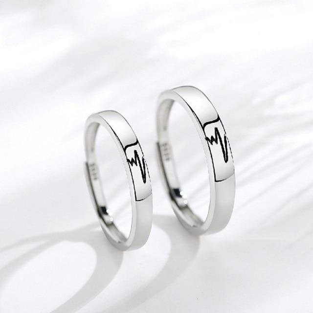 Allbestart Ringe, Herz Elektrokardiogramm, Zinklegierung, Weiß, Unisex - Bild 1