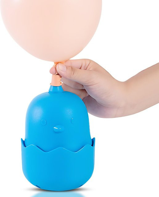 OutsideWorld Mini Elektrische Ballonpumpe im niedlichen Cartoon Küken Design, Tragbarer Ballonaufbläser mit breitem Lufteinlass, Blau - Bild 1