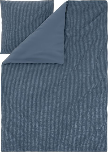 LIVARNO Seersucker-Wendebettwäsche mit floralem Design in Blau und Grün, Bettbezug 155 x 220 cm und Kissenbezug 80 x 80 cm - Bild 1
