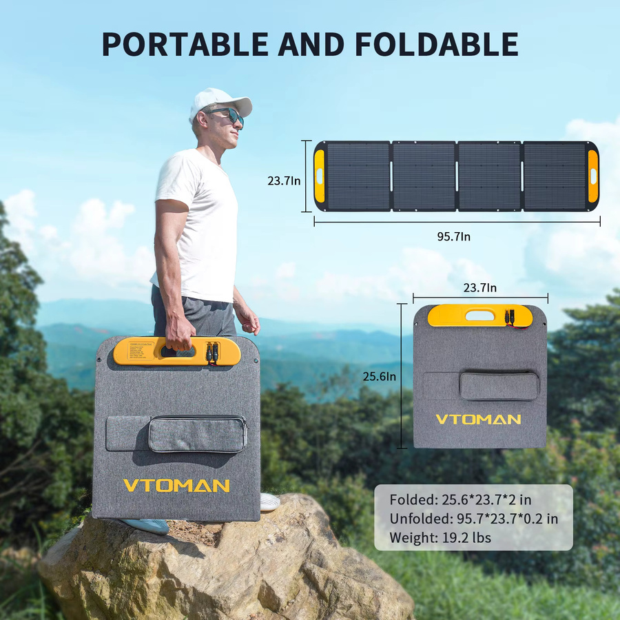 VTOMAN VS200 Faltbares Solarpanel Set, 200W Hocheffizientes Solarpanel in Schwarz für Reisen, Telefon und Boot, 19V - Bild 4
