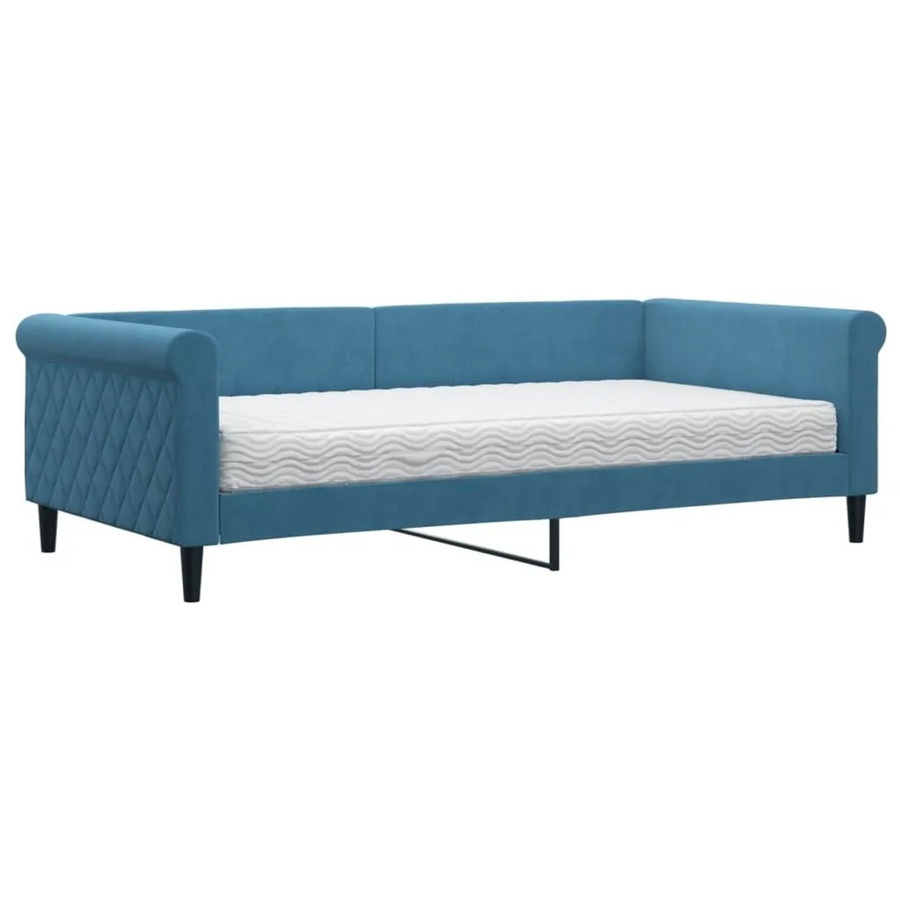 vidaXL Tagesbett mit Matratze in Blau aus Samt mit modernem Design, B/T/H: 200 x 100 x 68 cm - Bild 2