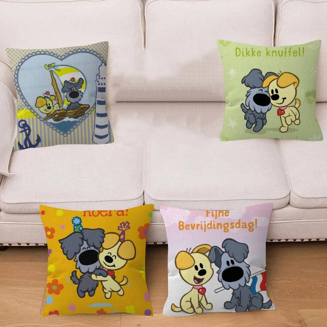 KAYOU Kissenbezug Woezel And Pip in Multicolour, quadratisches Dekokissen für dein Sofa oder Wohnzimmer, Breite: 30 cm, Höhe: 30 cm - Bild 1