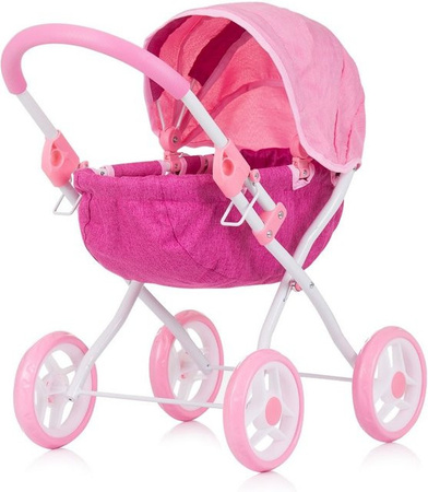 Chipolino Puppenwagen Daisy klappbar, Sonnendach, ab 3 Jahren, pink