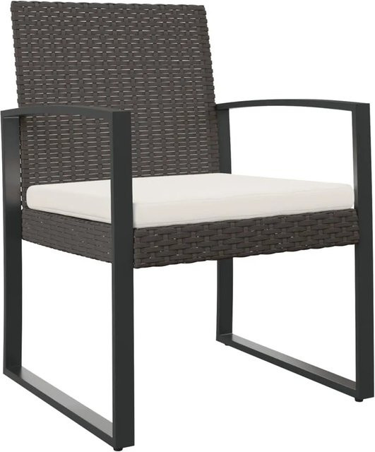 Furnicato Garten-Esszimmerstühle Set aus 2 Stück in Braun mit Rattan-Optik und Armlehnen - Bild 1
