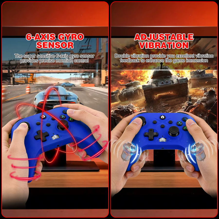 Bonacell Wireless-Gamepad in Blau für Xbox One, Series X/S und PC mit Bluetooth und 6-Achsen-Gyroskop - Bild 5