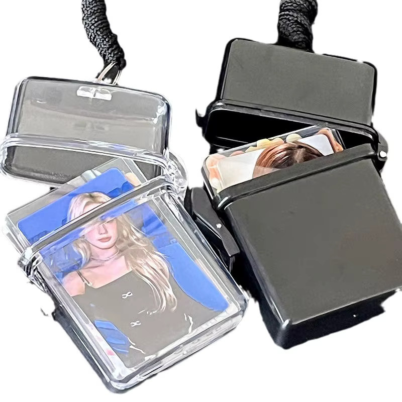 Tragbare Fotokarten Aufbewahrungsbox für Kpop Idol Fotokarten in Schwarz und Transparent aus Kunststoff - Bild 4