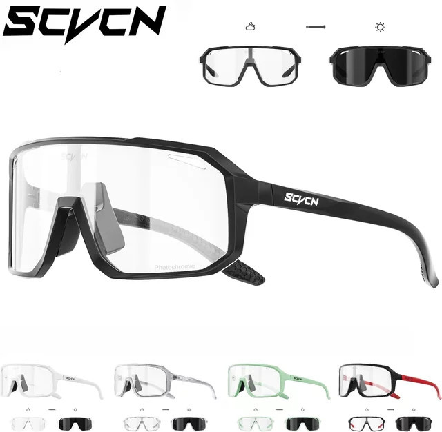 SCVCN Sportsonnenbrille, Photochrome, Vollrand, Schwarz, Unisex - Bild 1