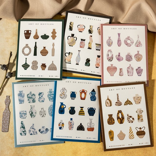JIANQI Vintage Aufkleber Set mit Flaschenmotiven für Scrapbooking und Tagebuch, 30 Stück, Mehrfarbig - Bild 1