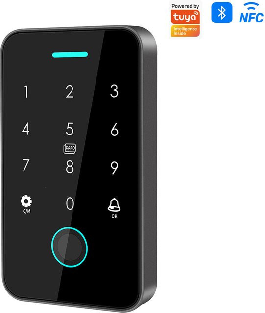 Asia-Teco Biometrisches Bluetooth Zugangskontrollsystem in Schwarz, IP67 wasserdicht, 13,56 MHz RFID, kompatibel mit der Tuya-App - Bild 1