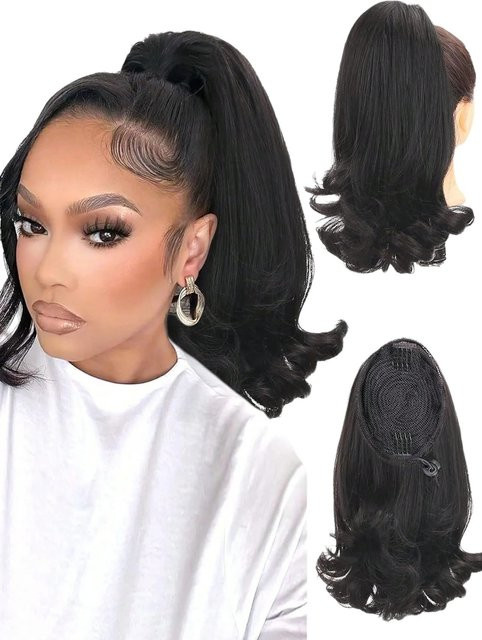 G&T Wig Haarverlängerung Yaki Gerade, Schwarz, 16 Zoll, Damen - Bild 1
