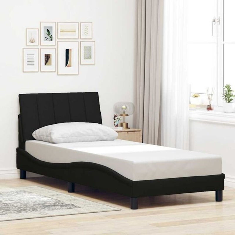 Modernes Polsterbett hanko von Vidaxl in Schwarz aus Stoff und Metall, B/T: 90 x 200 cm - Bild 1