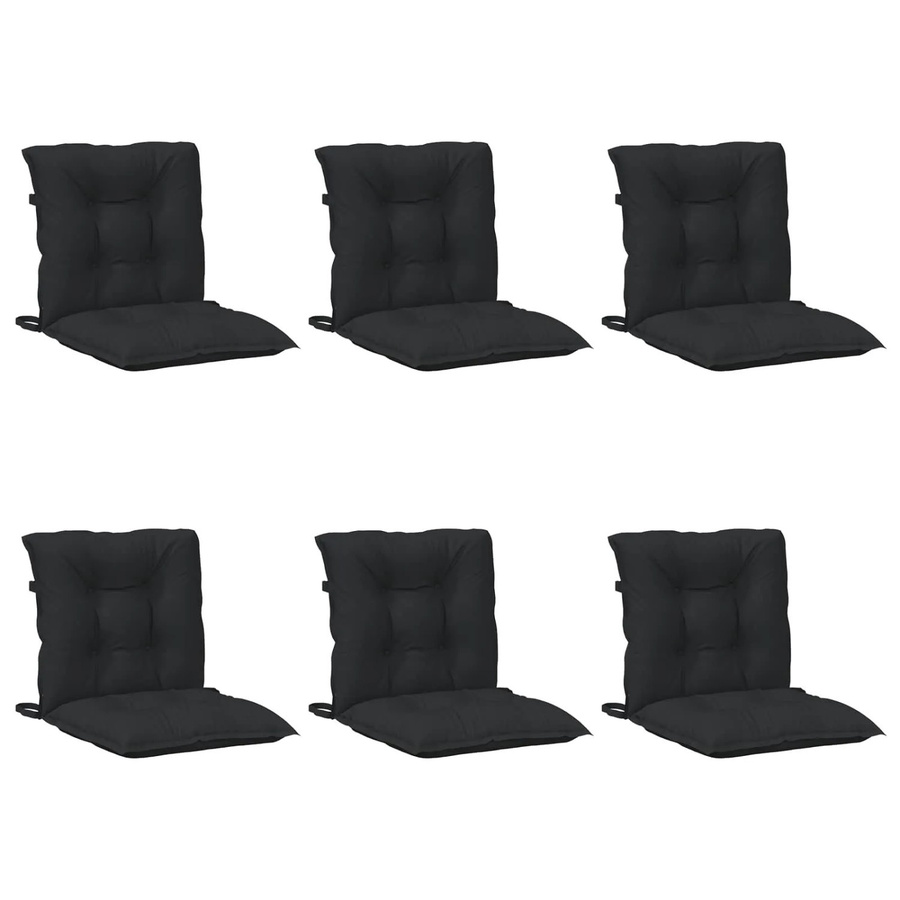 vidaXL Stuhlkissen Set für Niedriglehner, 6 Stück, Melange Schwarz, Polyester - Bild 2