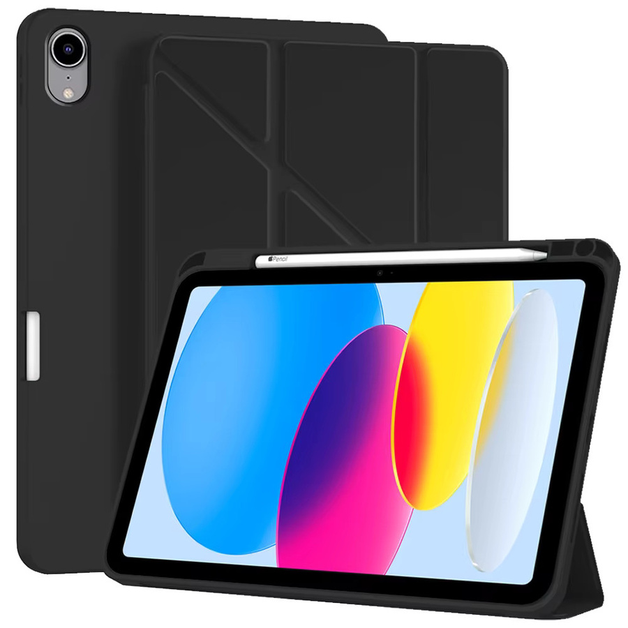 DZSWYCASE Silikon Slim Protective Hülle für iPad 10. Generation 10.9 und iPad 11. Generation A16 11 mit Stifthalter und Y-förmigem Ständer, Schwarz - Bild 6
