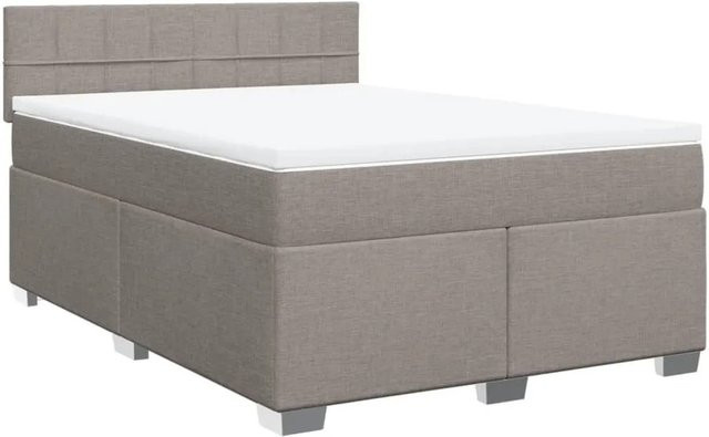 vidaXL Boxspringbett Hybrid mit Matratze und USB-Ladeport, Farbe Beige, B/T/H: 160 x 200 cm - Bild 1