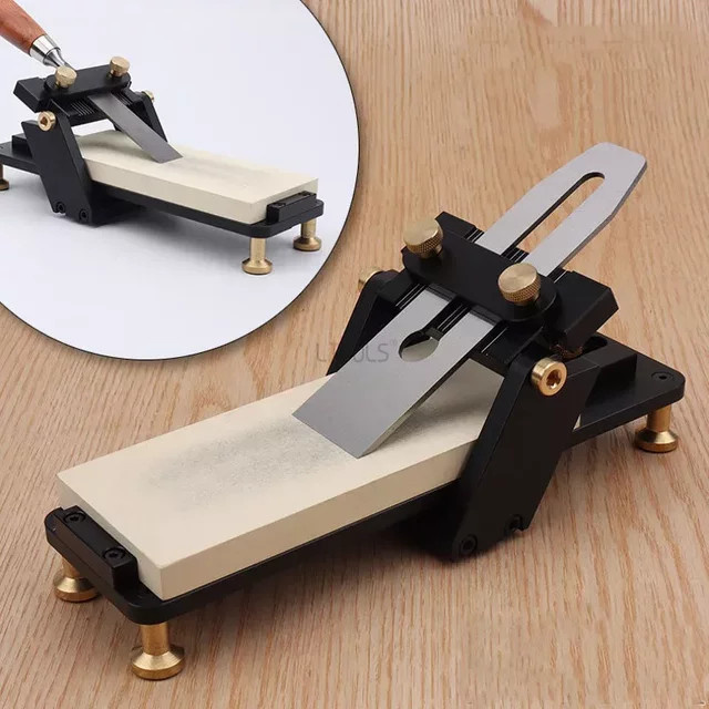LTOOLS Manueller Messerschärfer mit Fixierhalterung und verstellbarem Winkelguide in Schwarz zum Schärfen von Holzmeißeln, Schnitzmessern und Hobeln - Bild 1