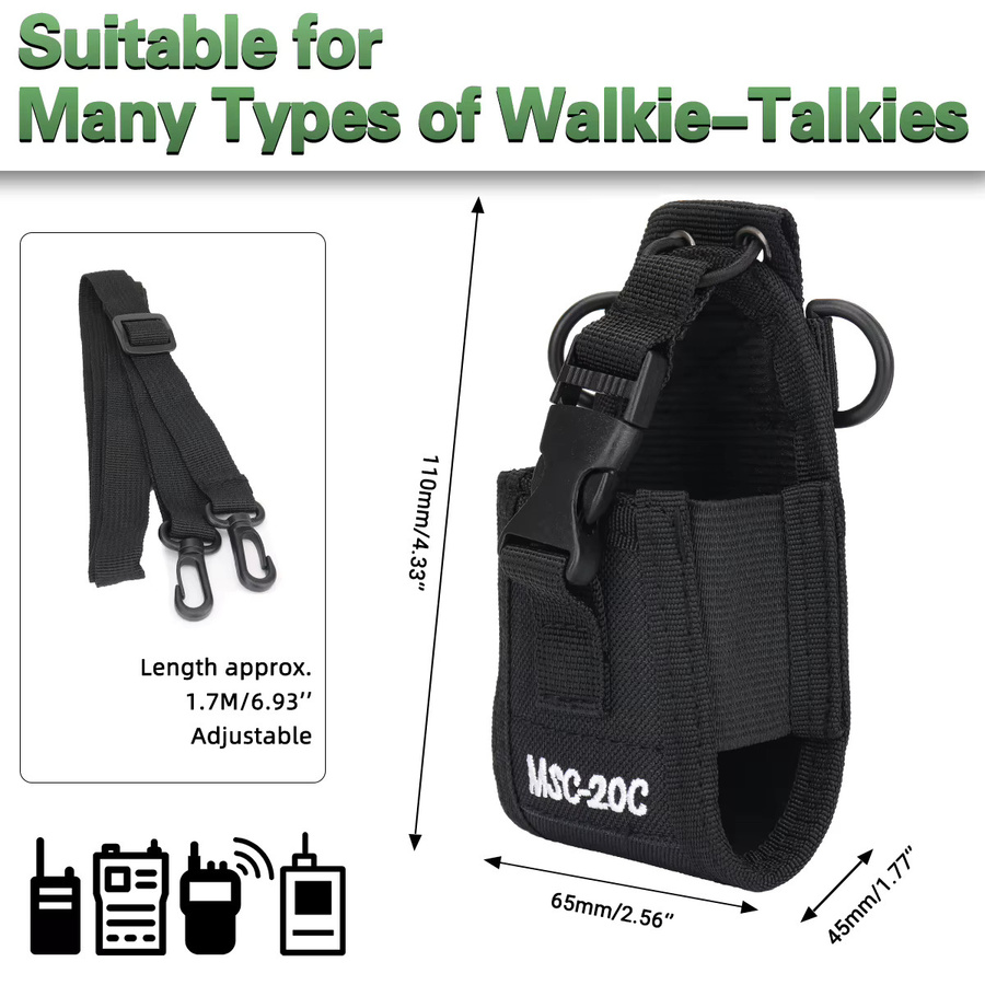 ABBREE Taktische Molle Radio Walkie Talkie Tasche Hüfttasche in Schwarz - Bild 3