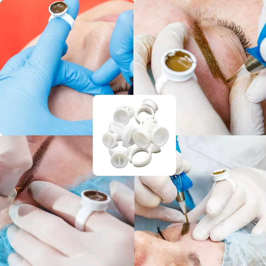 chfeng Tattoo Microblading Pigment Ring Tassen, 100 Stück, Kunststoff - Bild 4