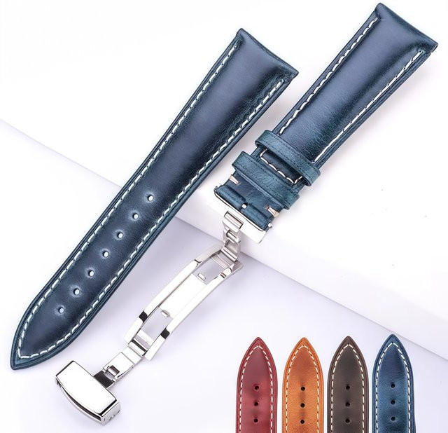 DUTRIEUX Uhrenarmband Ölwachs-Rindsleder, Stahl-Schmetterlingsschnalle, Unisex - Bild 1