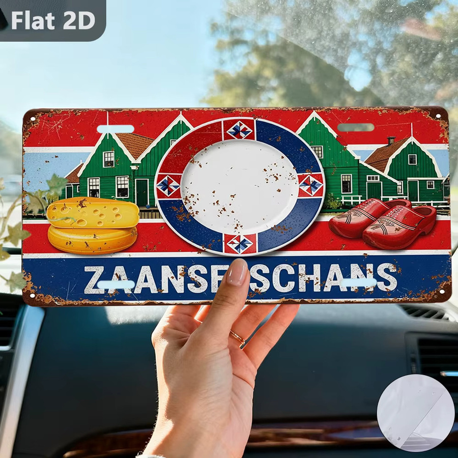 CIFBUY Retro Metall-Wandschild Zaanse Schans Dekorative Plakette mit niederländischen Sehenswürdigkeiten, B/H: 31,75 x 15,0 cm, Mehrfarbig - Bild 3