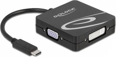 Delock USB-C Videoadapter Schwarz mit VGA, DVI, HDMI und DisplayPort Anschlüssen - Bild 1