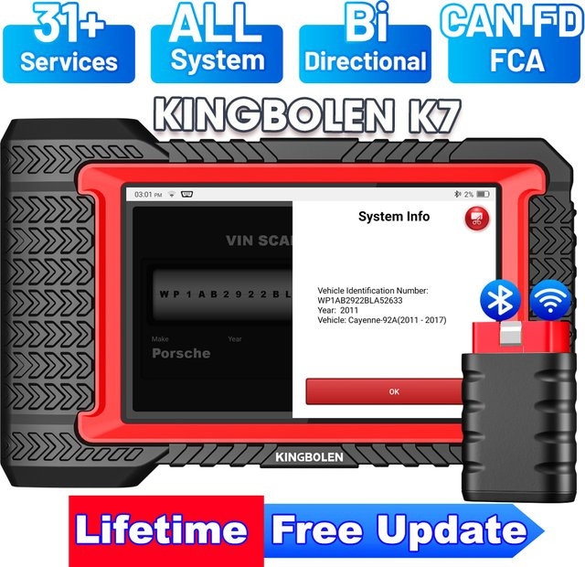 KINGBOLEN K7 All-System Automobil OBD2 Diagnose-Scan-Tool mit ECU-Codierung und 31 Reset-Diensten, Bluetooth, Schwarz - Bild 1