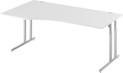 Schäfer Shop Select Schreibtisch COMBITEC Freiform mit C-Fuß und Kabeldurchlass, lichtgrau/weißaluminium, B: 1800 cm, T: 1000/800 cm, H: 67,7-81,7 cm - Bild 1