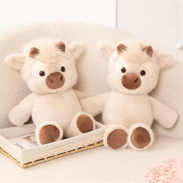 Bandai Highland-Rinder-Plüschtier, beige, 40cm - Bild 1