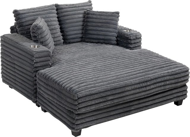 HOMCOM Schlafsofa in L-Form mit Polsterung und Beistellkissen, Grau, B/T/H: 134 x 151 x 89 cm - Bild 1