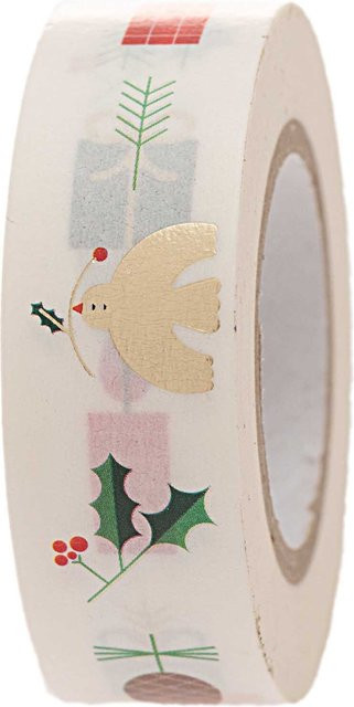 Rico Design Paper Poetry Washi Tape mit Weihnachtsmotiven in Weiß und Gold, Breite: 1,5 cm, Länge: 10 m - Bild 1
