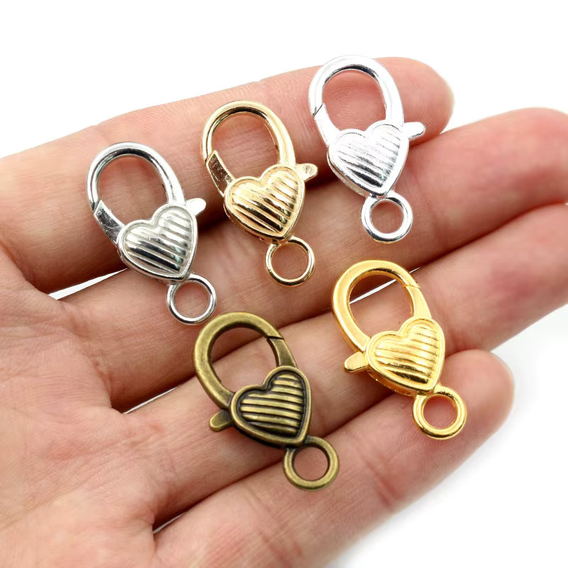 Wadsfred Karabinerverschluss-Haken Herz, vergoldet, versilbert, 26 x 19 mm, Unisex - Bild 3