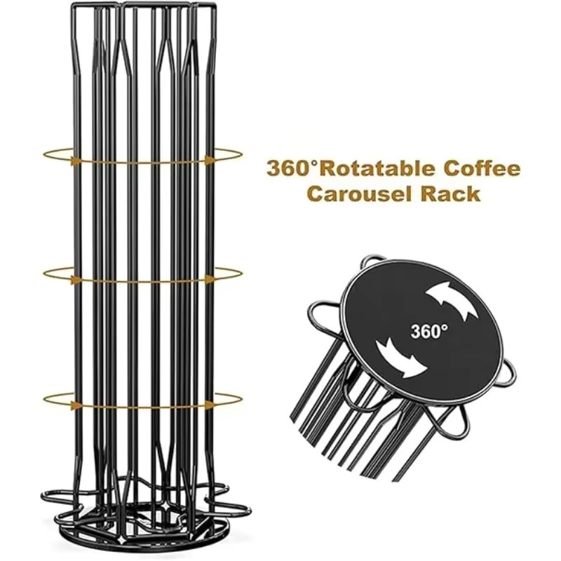 PEISI Kapselhalter für 60 Nespresso Pods, 360 Grad drehbarer Kaffeekapsel-Turmständer aus Metall, Farbe: Silber oder Schwarz, Höhe: 37,5 cm, Breite: 15,0 cm - Bild 3