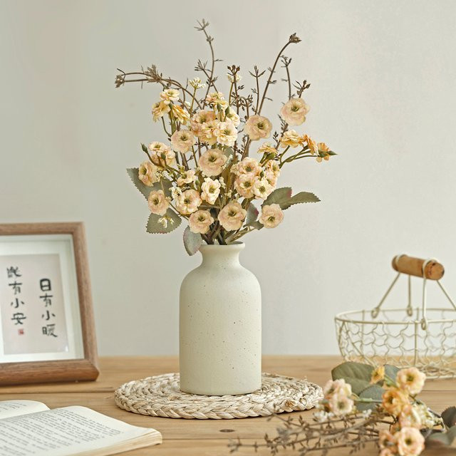 ZQCY Künstliche Blumenkombination mit Bambus-Hochzeitskranz und Keramikvase für Tischdekoration - Bild 1