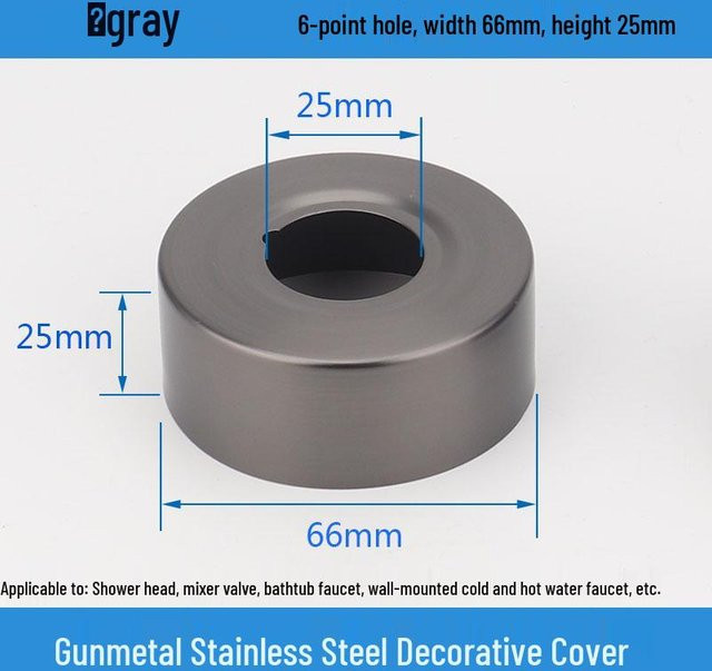HomeHarmony Duscharmatur-Abdeckung aus Edelstahl in Gunmetal Grau mit 6-Punkt-Design, Breite: 6,6 cm, Höhe: 2,5 cm - Bild 1