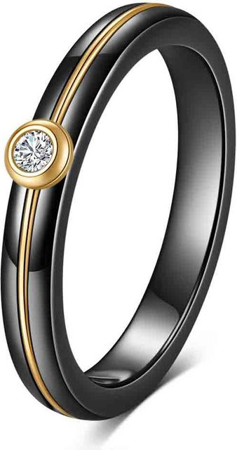 Keramikring, Goldfarbe, Zirkonia, Damen - Bild 1