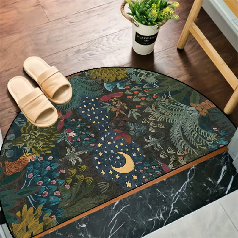 VIKAMA Forest Moon Star Halbkreisförmige Fußmatte, rutschfest und waschbar, Mehrfarbig, B/T: 60 x 40 cm - Bild 2
