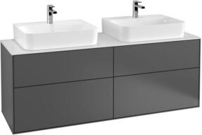 Villeroy & Boch Waschtischunterschrank Finion Wandmontiert in Anthrazit und Weiß mit internen Schubladen B: 160 cm - Bild 1